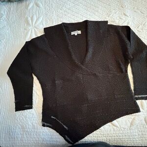 ANNE FONTAINE BLACK FAUX WRAP TOP